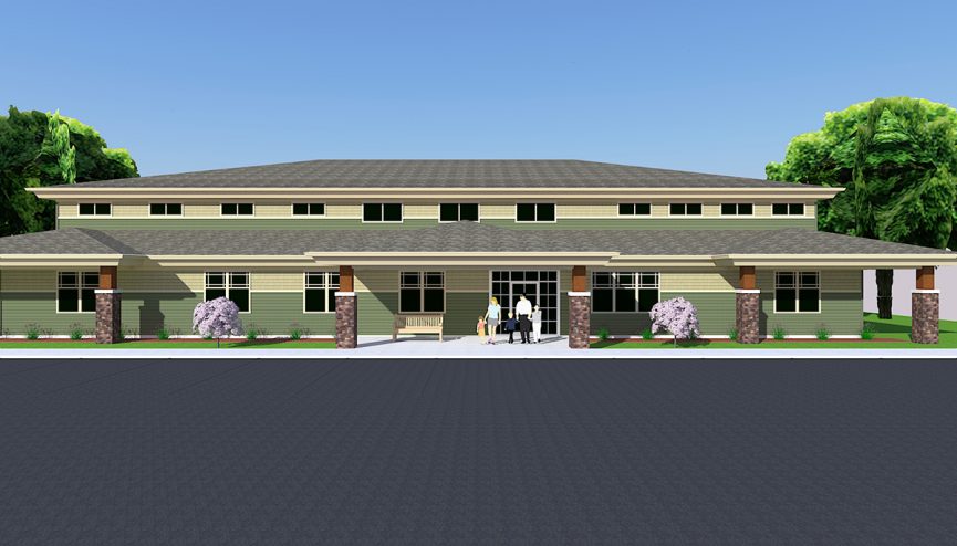 Rendering of exterior of Children's Therapy Corner in Lansing